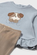 Mayoral Ruffled L/S Top w/Puppy Print Pant Set