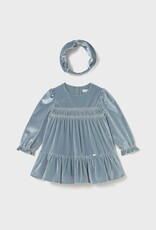 Mayoral Blue Bell Velvet Dress w/Headband