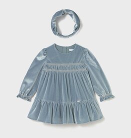 Mayoral Blue Bell Velvet Dress w/Headband