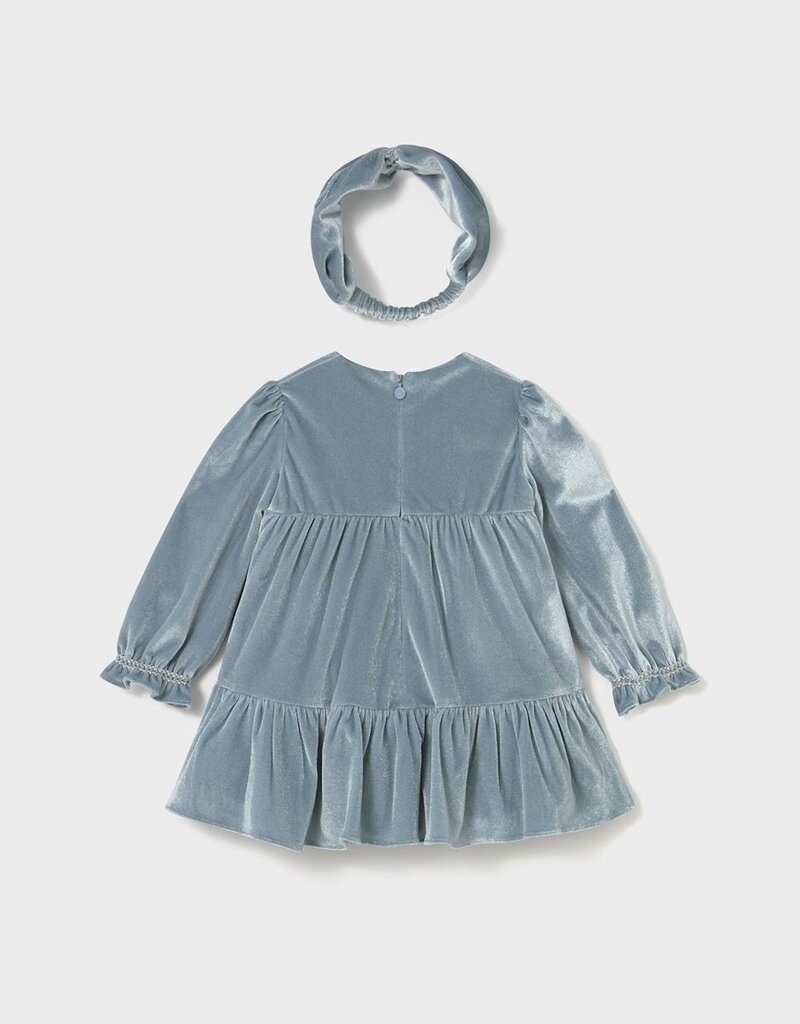 Mayoral Blue Bell Velvet Dress w/Headband