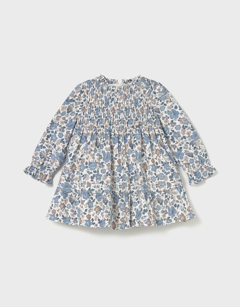 Mayoral Blue Bell Printed Velvet Dress