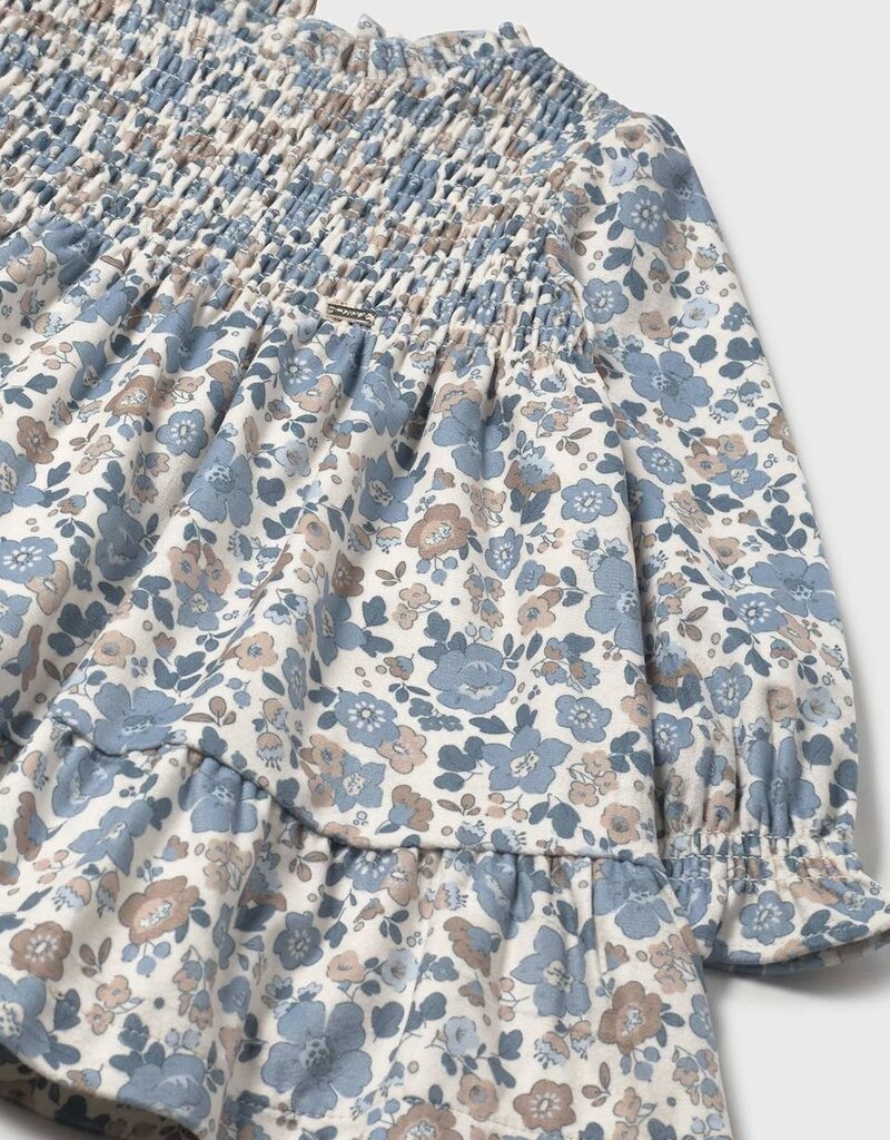 Mayoral Blue Bell Printed Velvet Dress