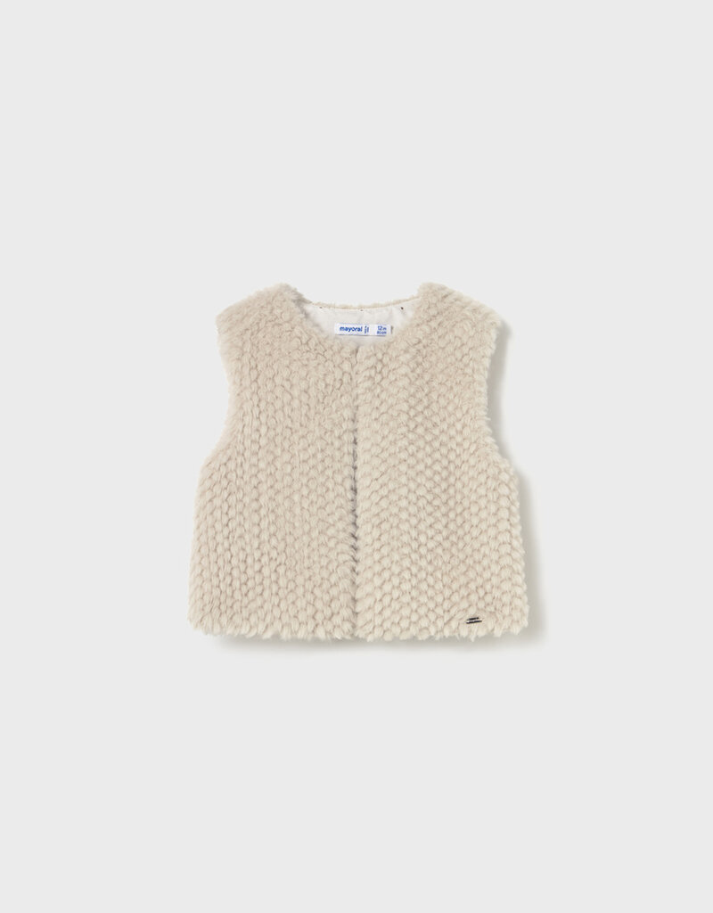 Mayoral Faux Fur Cream Vest