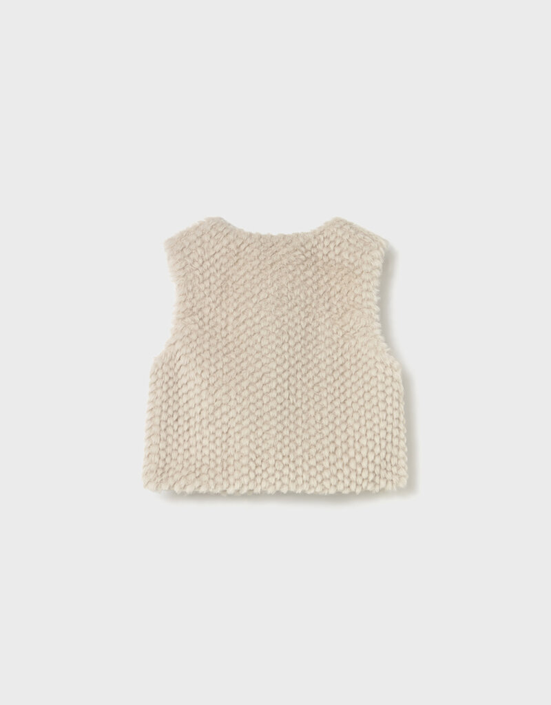 Mayoral Faux Fur Cream Vest