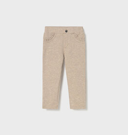 Mayoral Toffee Ruffle Fleece Pants