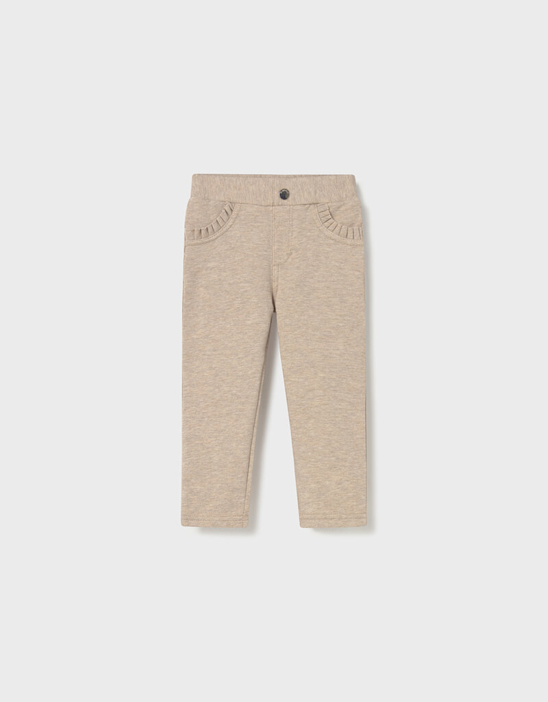 Mayoral Toffee Ruffle Fleece Pants