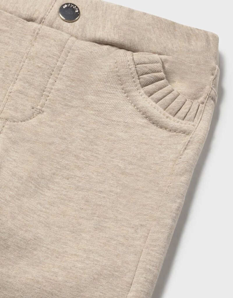 Mayoral Toffee Ruffle Fleece Pants