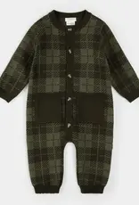 Petit Lem FARM GREEN GINGHAM KNIT PLAYSUIT