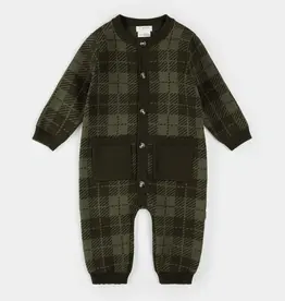 Petit Lem FARM GREEN GINGHAM KNIT PLAYSUIT