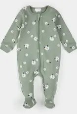 Petit Lem FOOTED SLEEPER KNIT-GREEN