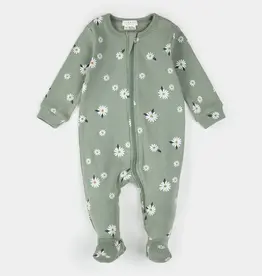 Petit Lem FOOTED SLEEPER KNIT-GREEN