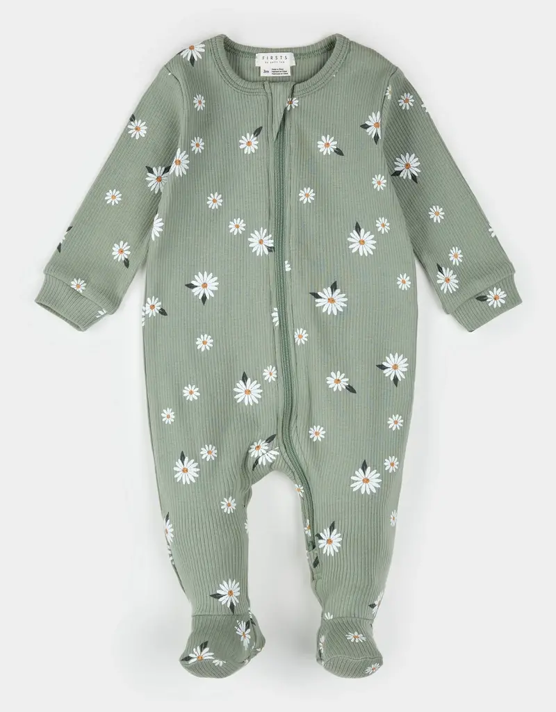 Petit Lem FOOTED SLEEPER KNIT-GREEN