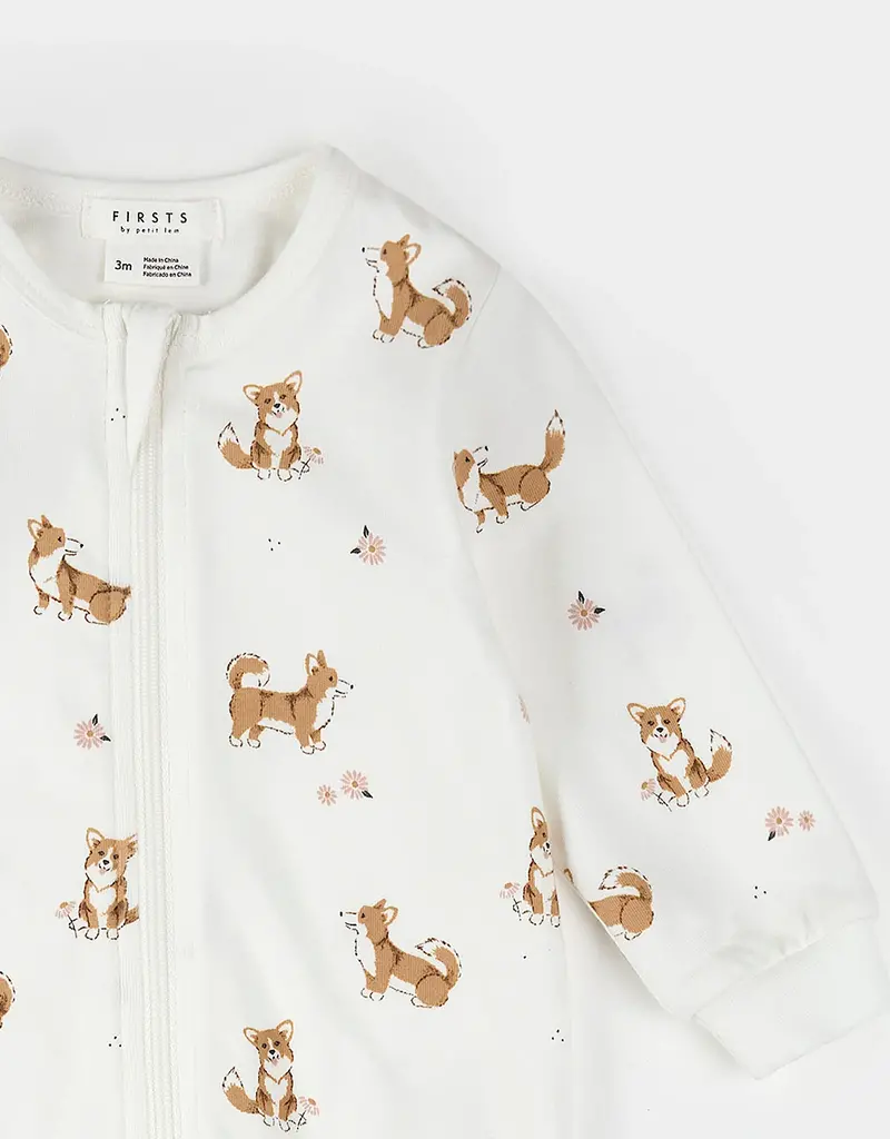 Petit Lem CORGI PRINT OFF-WHITE SLEEPER