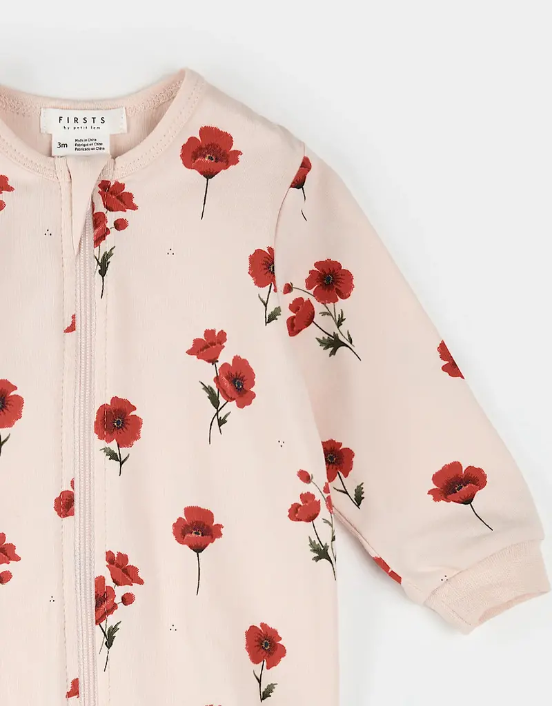 Petit Lem POPPY PRINT LIGHT PINK SLEEPER