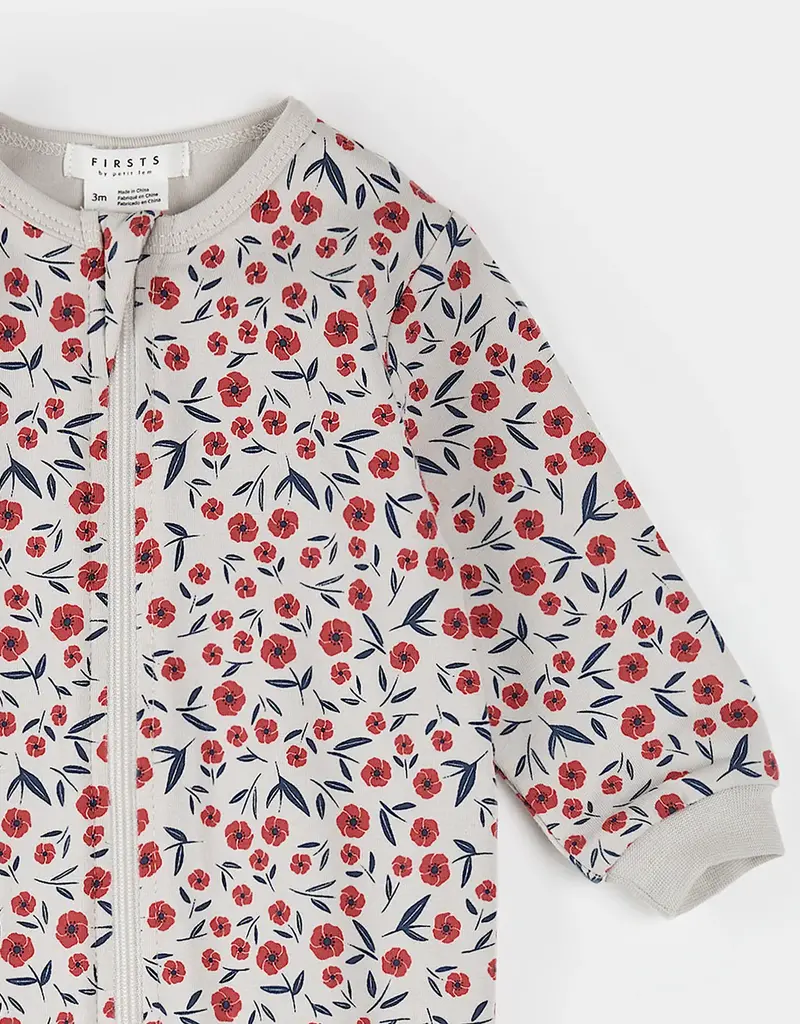 Petit Lem POPPY FLORAL PRINT BEIGE SLEEPER