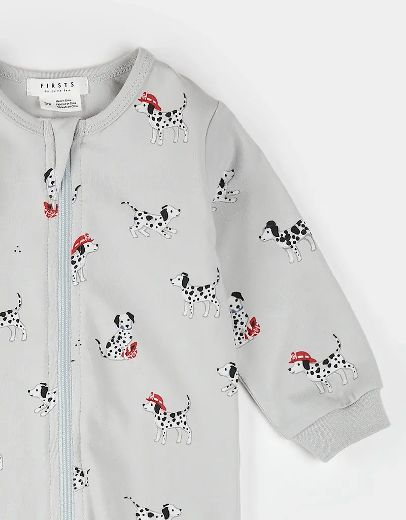 Petit Lem FIREFIGHTER DALMATIAN PRINT LT GREY SLEEPER