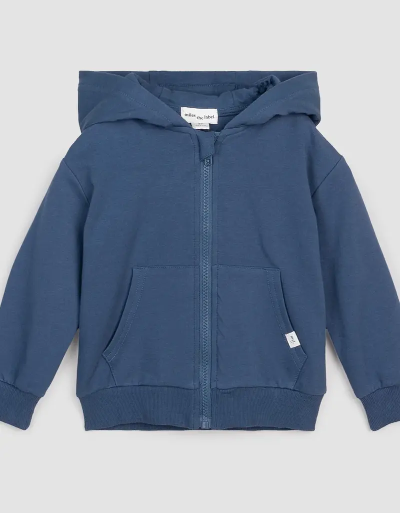 miles the label L/S FULL ZIP  JACKET KNIT BLUE DUSTY