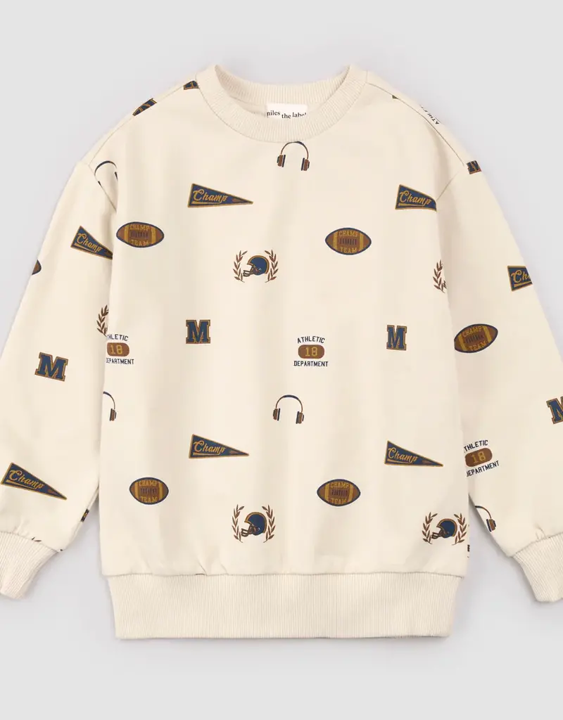 miles the label L/S SWEATSHIRT FOOTBALL ICONS BEIGE