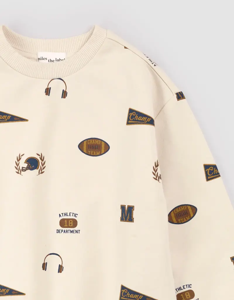 miles the label L/S SWEATSHIRT FOOTBALL ICONS BEIGE
