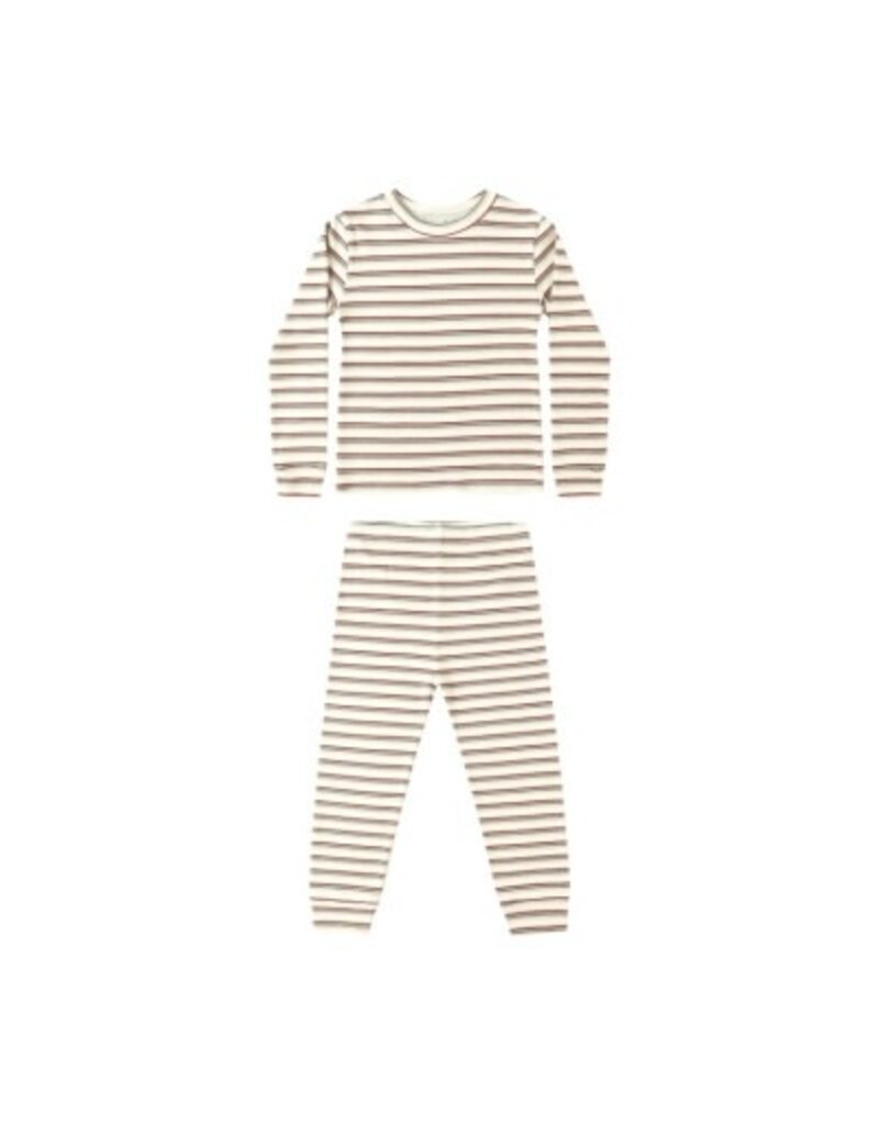 Rylee + Cru Inc. ORGANIC LONG SLEEVE PAJAMA SET || HOLIDAY STRIPE