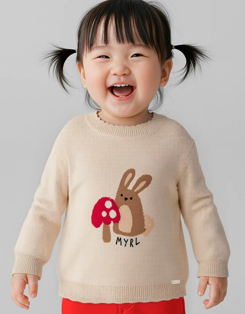 Mayoral Jacquard Sweater w/Bunny Print