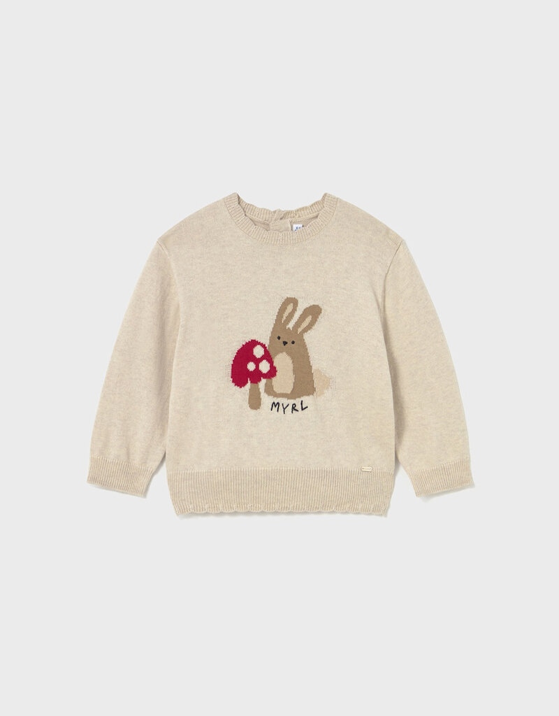 Mayoral Jacquard Sweater w/Bunny Print
