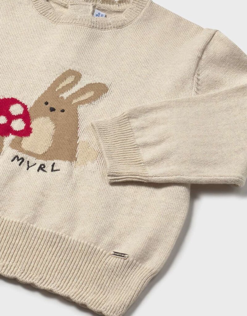 Mayoral Jacquard Sweater w/Bunny Print