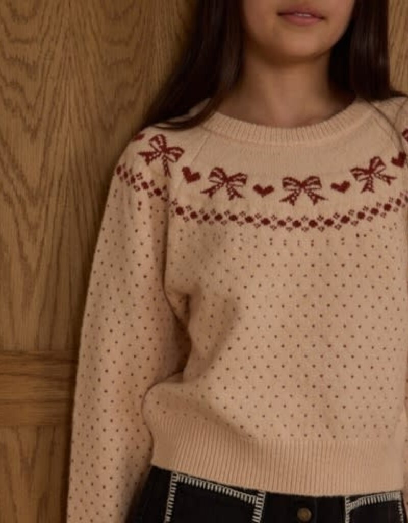 Rylee + Cru Inc. FAIR ISLE SWEATER || BOWS TEEN PETAL
