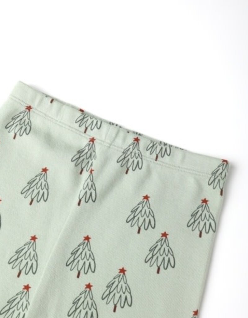 Rylee + Cru Inc. ORGANIC LONG SLEEVE PAJAMA SET || TREES PISTACHIO