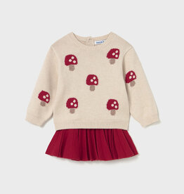 Mayoral Mushroom Sweater w/Tricot Red Skirt
