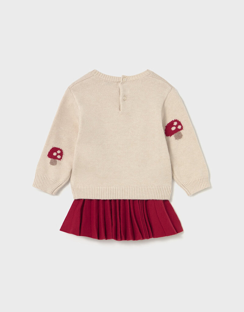 Mayoral Mushroom Sweater w/Tricot Red Skirt