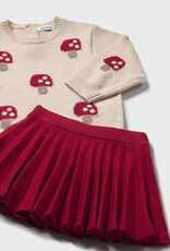 Mayoral Mushroom Sweater w/Tricot Red Skirt
