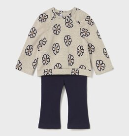 Mayoral Flowered Pullover w/Navy Pants Set