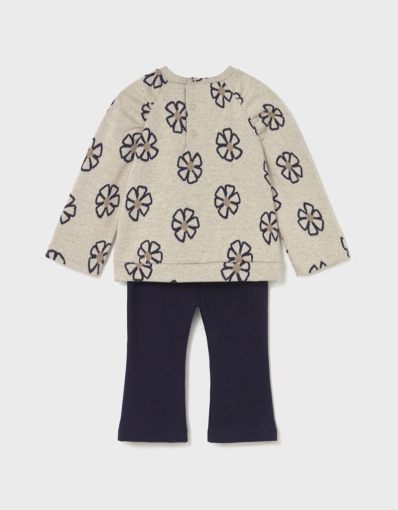 Mayoral Flowered Pullover w/Navy Pants Set