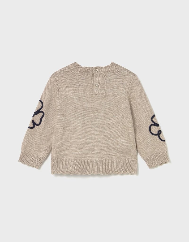 Mayoral Fleece Flower Print Dress Sand