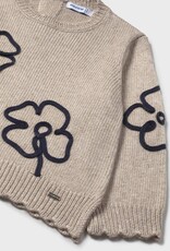 Mayoral Fleece Flower Print Dress Sand