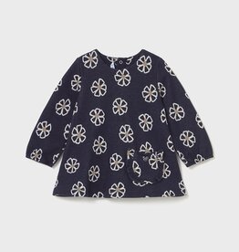 Mayoral Navy Knit Flowered Dress