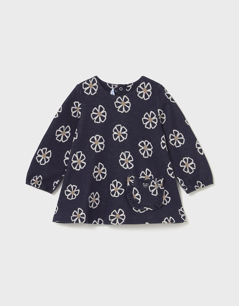 Mayoral Navy Knit Flowered Dress