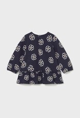 Mayoral Navy Knit Flowered Dress