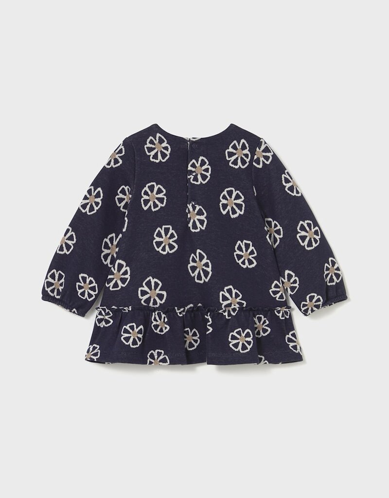 Mayoral Navy Knit Flowered Dress