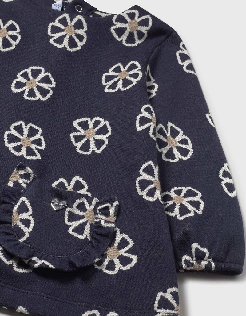 Mayoral Navy Knit Flowered Dress
