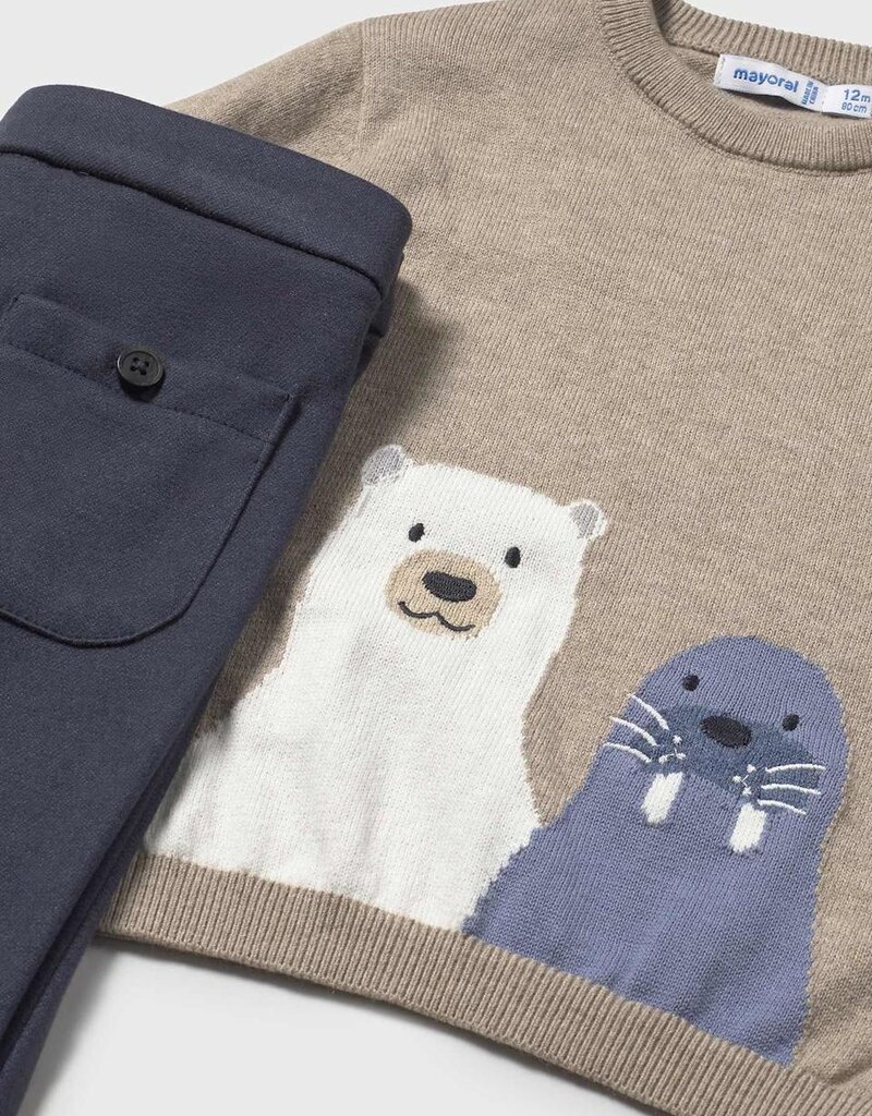 Mayoral Sweater w/Walrus Bear Pant Set