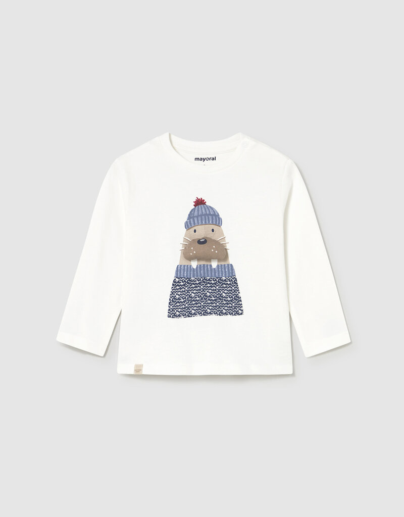 Mayoral Cream L/S Tee w/Walrus Applique