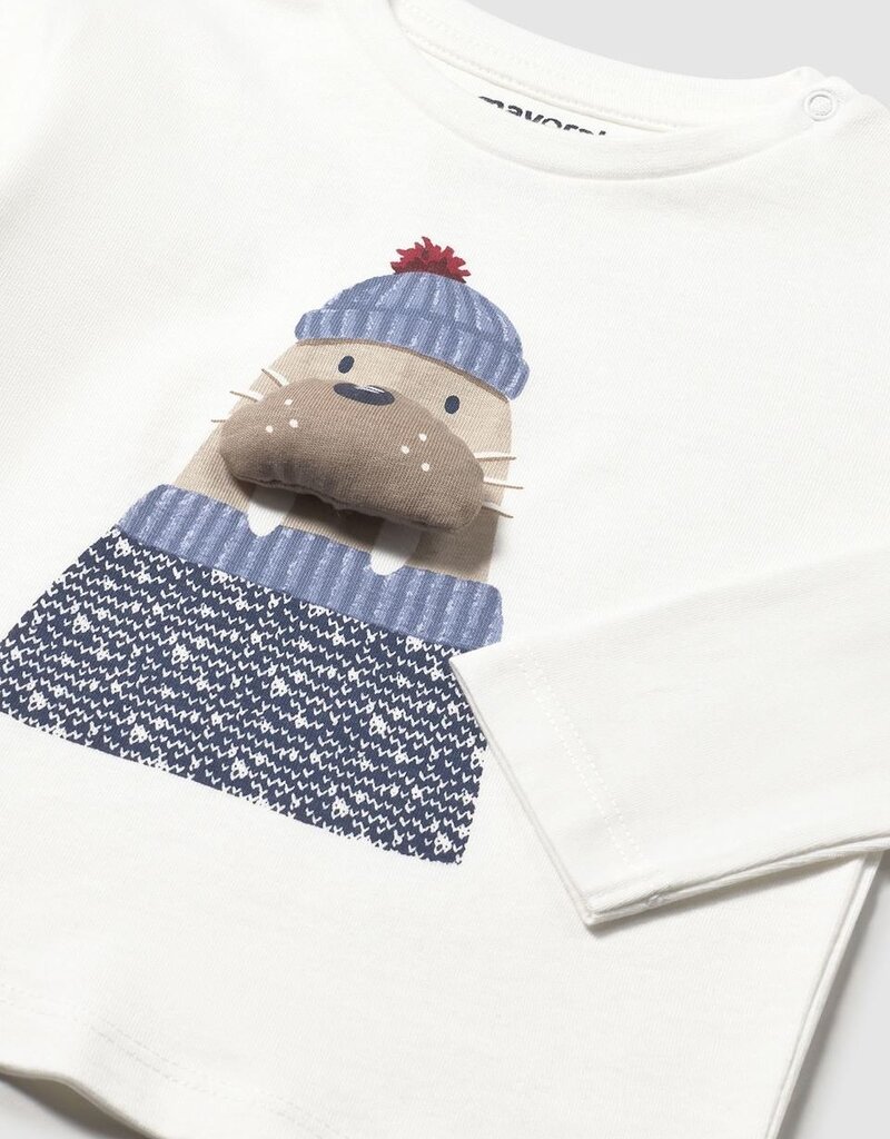 Mayoral Cream L/S Tee w/Walrus Applique
