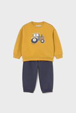 Mayoral Mustard Pullover Top w/Tractor Appl Pant Set