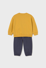 Mayoral Mustard Pullover Top w/Tractor Appl Pant Set