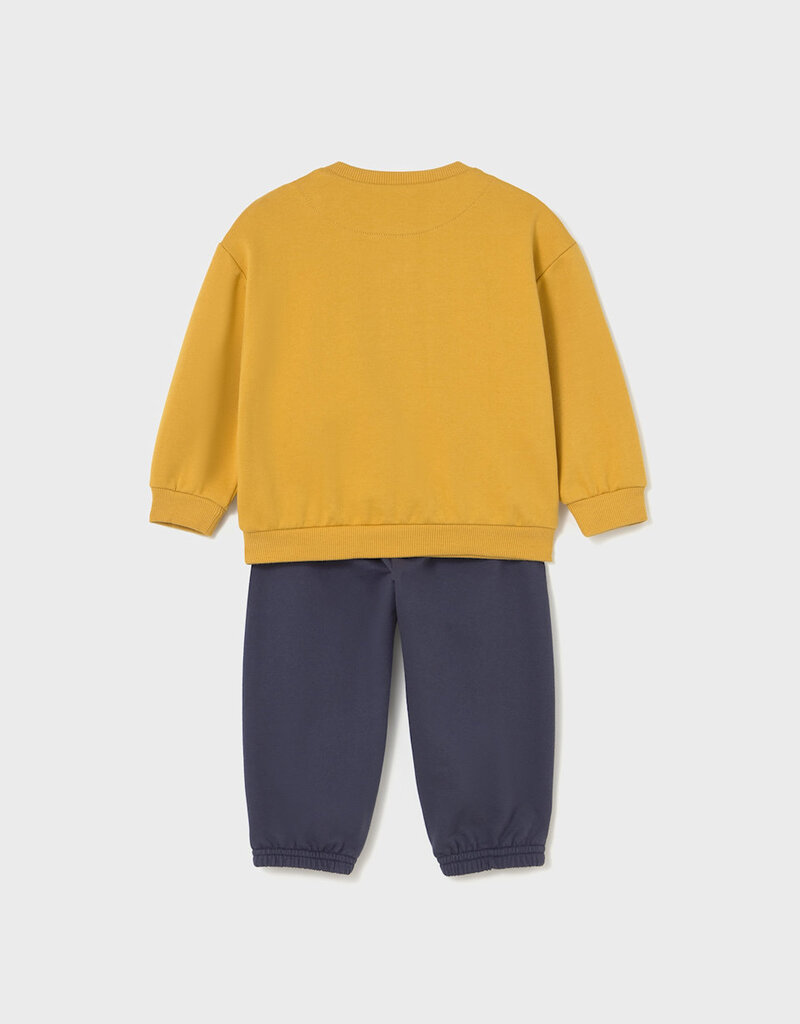 Mayoral Mustard Pullover Top w/Tractor Appl Pant Set