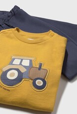 Mayoral Mustard Pullover Top w/Tractor Appl Pant Set