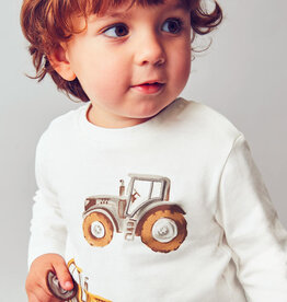 Mayoral SALE L/S Cream Tee w/Tractor Print