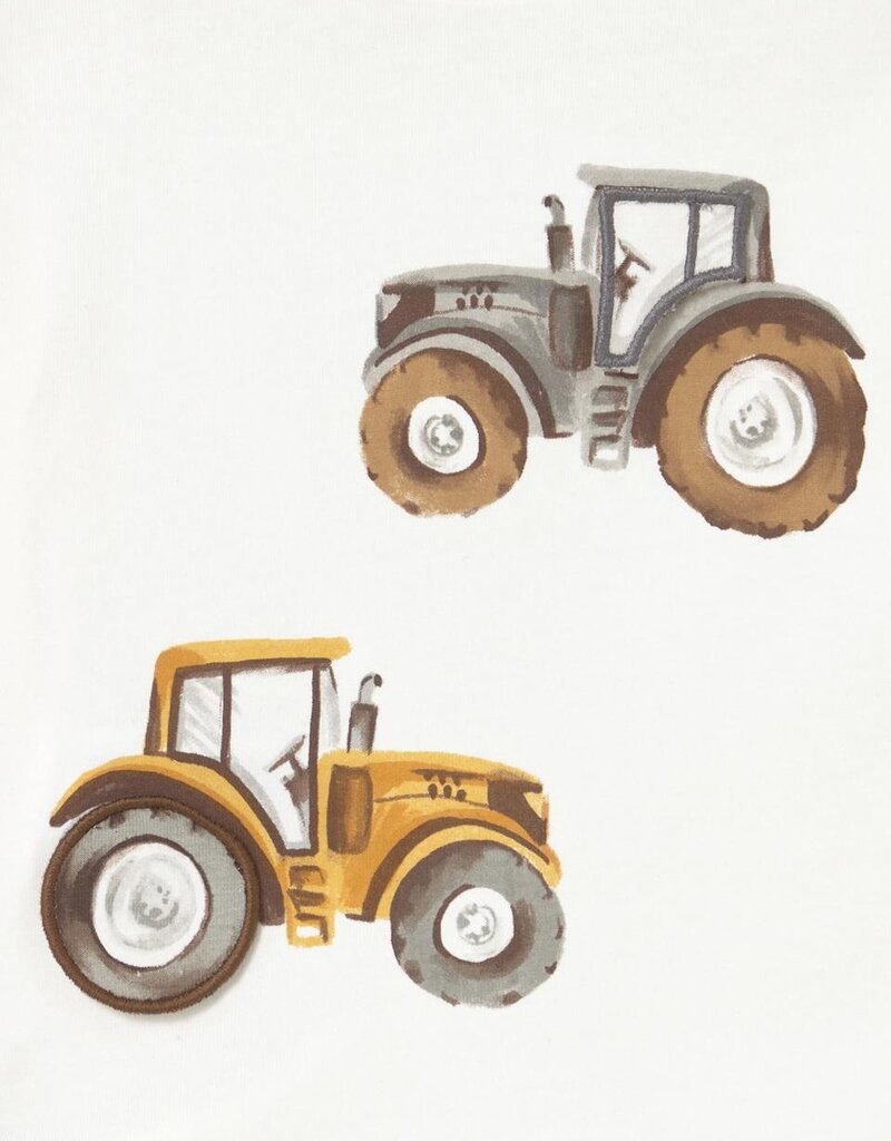 Mayoral L/S Cream Tee w/Tractor Print